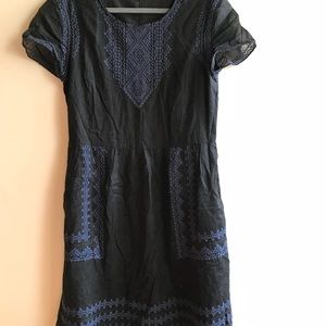 Madewell Black embroidered midi dress